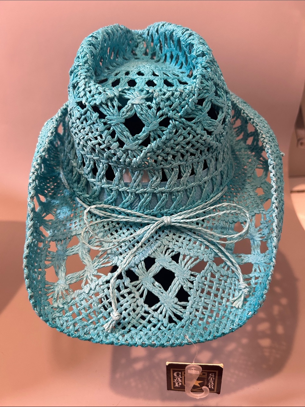Lot of 4 Women’s Straw Fashion Cowboy Hats- Pink 2 (small/med) White & Turquoise - Picture 5 of 17